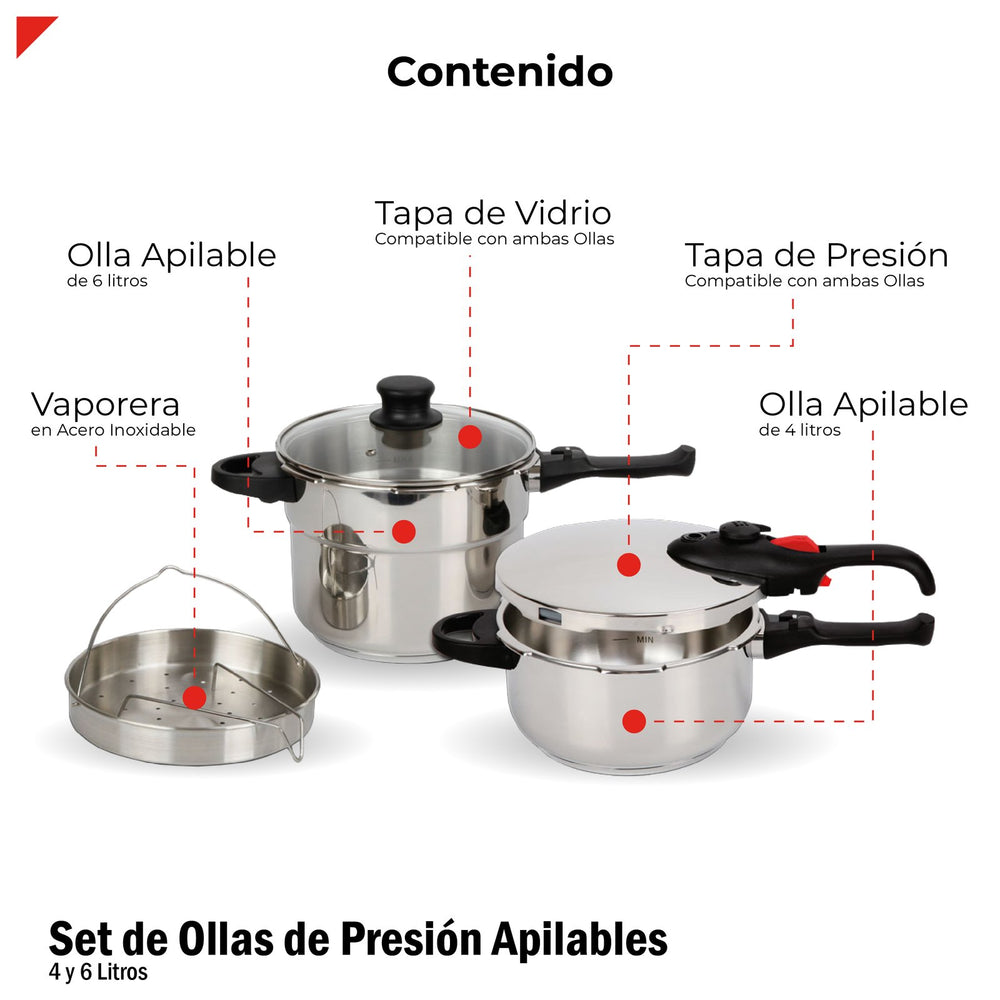 Set ollas presión acero inox 4L y 6L