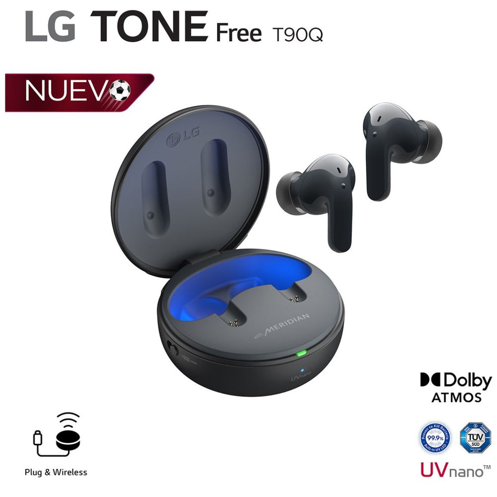 Audífonos LG Tone Free T90 Inalámbricos Dolby Atmos con Plug \& Wireless y Anc Negro