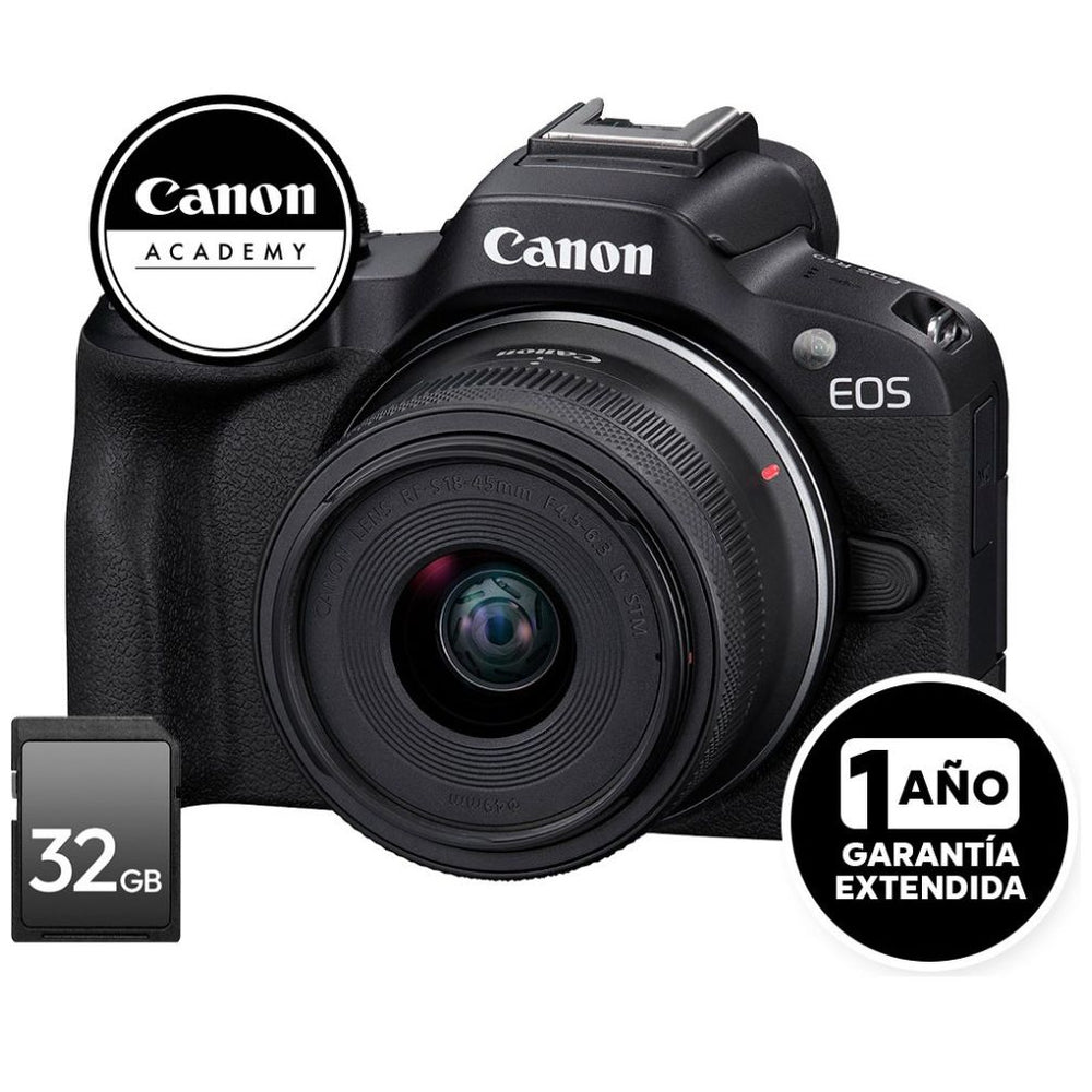 Cámara Canon R50 18-45+ Sd 32Gb+ Oav+ Garantía